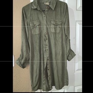 Green button down dress. Sz L